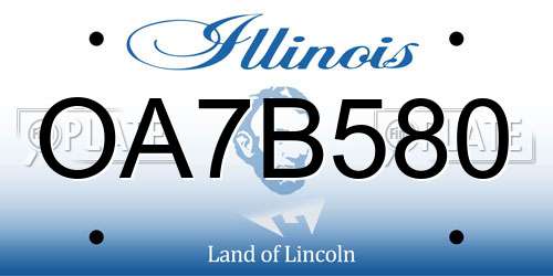 OA7B580 Illinois License Plate