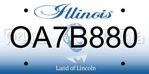 OA7B880 Illinois License Plate