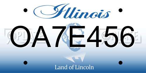 OA7E456 Illinois License Plate