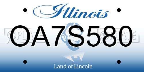 OA7S580 Illinois License Plate