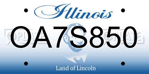 OA7S850 Illinois License Plate
