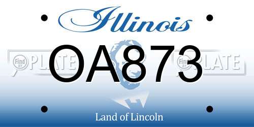 OA873 Illinois License Plate