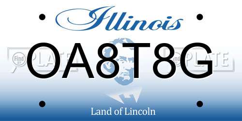 OA8T8G Illinois License Plate
