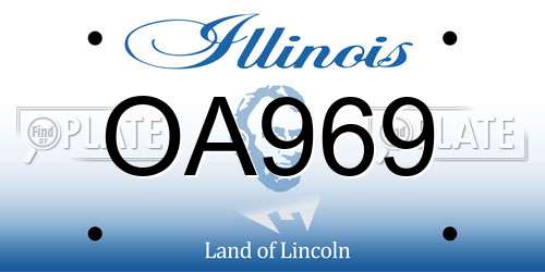 OA969 Illinois License Plate