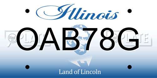 OAB78G Illinois License Plate