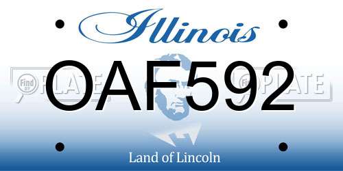 OAF592 Illinois License Plate
