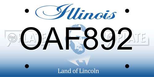 OAF892 Illinois License Plate