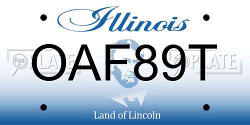 OAF89T Illinois License Plate