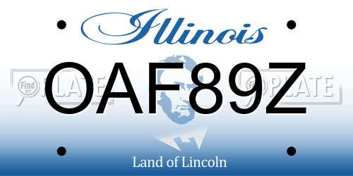 OAF89Z Illinois License Plate