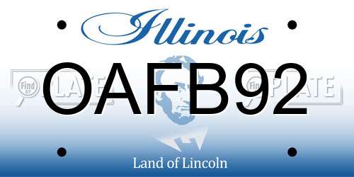 OAFB92 Illinois License Plate
