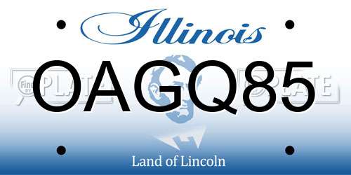 OAGQ85 Illinois License Plate