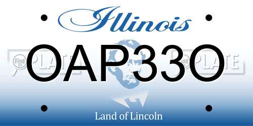 OAP33O Illinois License Plate