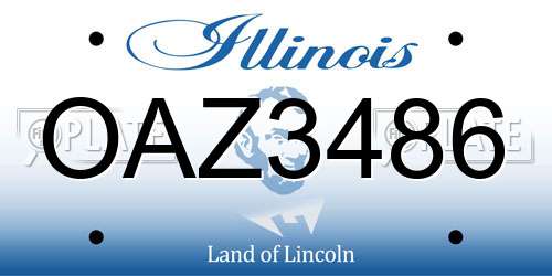 OAZ3486 Illinois License Plate