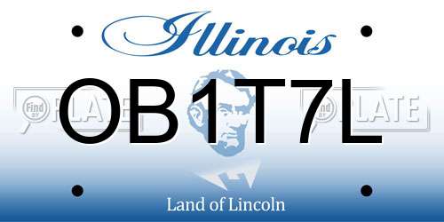 OB1T7L Illinois License Plate