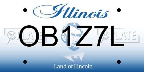 OB1Z7L Illinois License Plate