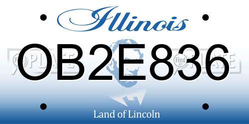 OB2E836 Illinois License Plate
