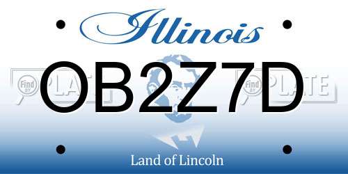 OB2Z7D Illinois License Plate
