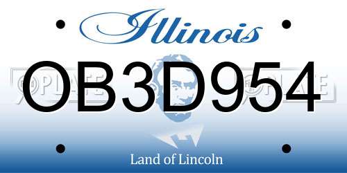 OB3D954 Illinois License Plate