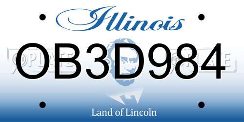 OB3D984 Illinois License Plate
