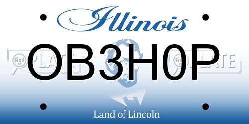 OB3H0P Illinois License Plate