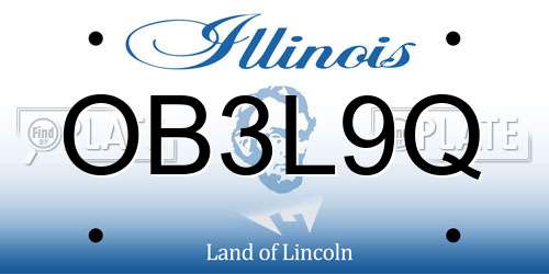 OB3L9Q Illinois License Plate
