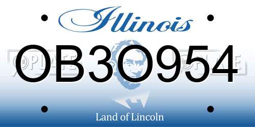 OB3O954 Illinois License Plate