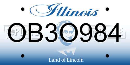 OB3O984 Illinois License Plate