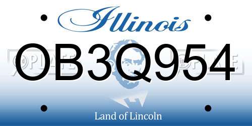 OB3Q954 Illinois License Plate