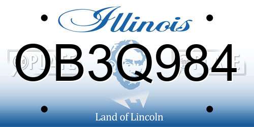 OB3Q984 Illinois License Plate