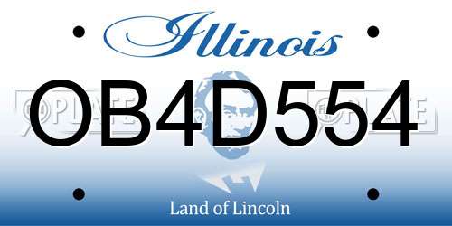 OB4D554 Illinois License Plate