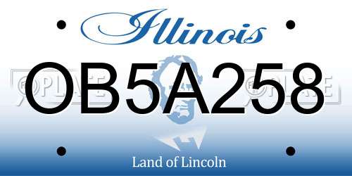 OB5A258 Illinois License Plate