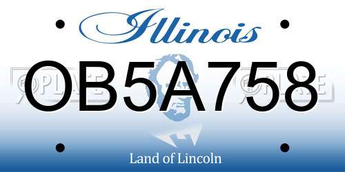 OB5A758 Illinois License Plate