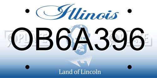 OB6A396 Illinois License Plate