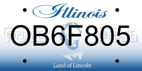 OB6F805 Illinois License Plate