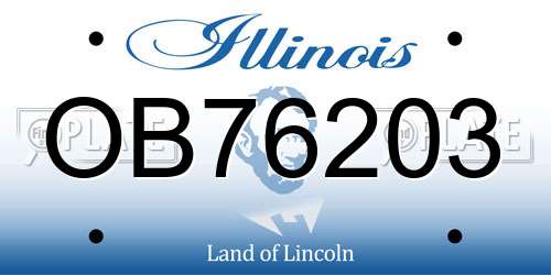 OB76203 Illinois License Plate