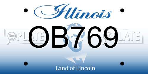 OB769 Illinois License Plate