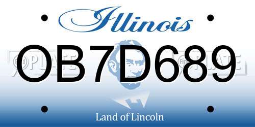 OB7D689 Illinois License Plate