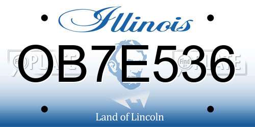 OB7E536 Illinois License Plate