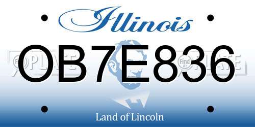 OB7E836 Illinois License Plate