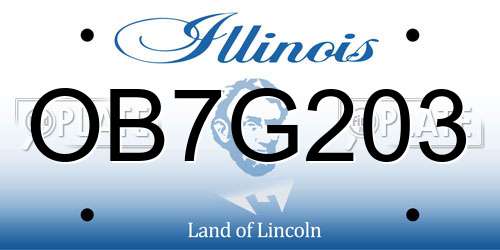 OB7G203 Illinois License Plate