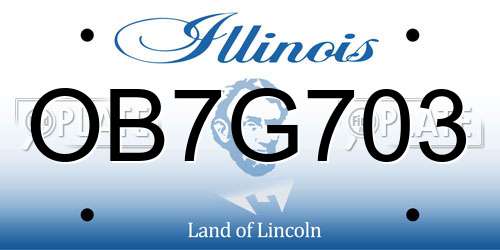 OB7G703 Illinois License Plate