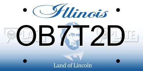 OB7T2D Illinois License Plate