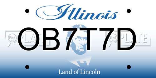 OB7T7D Illinois License Plate