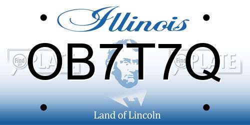 OB7T7Q Illinois License Plate
