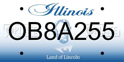 OB8A255 Illinois License Plate