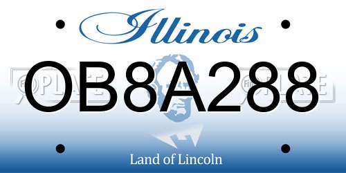 OB8A288 Illinois License Plate