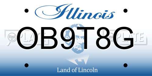 OB9T8G Illinois License Plate