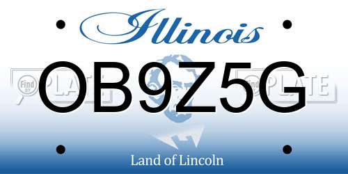 OB9Z5G Illinois License Plate