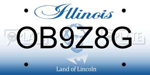 OB9Z8G Illinois License Plate