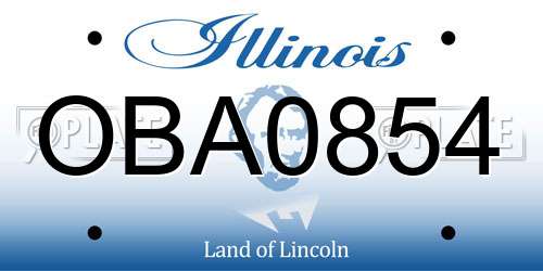 OBA0854 Illinois License Plate